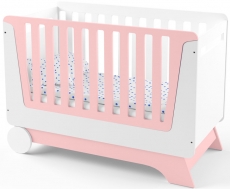 Ліжечко-трансформер IndigoWood Nova Kit 124,5x63,5cm pink / white (зі з'ємною спинкою, колесами та ящиком)